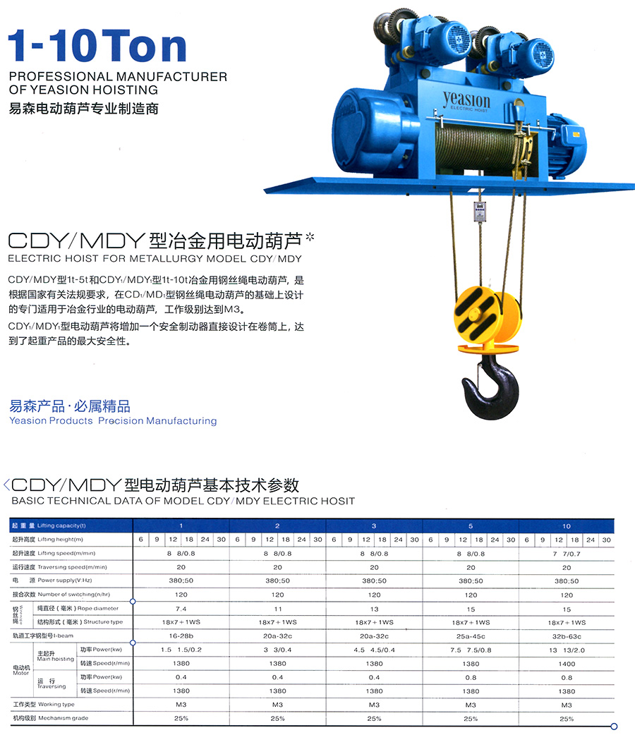 CDY、MDY型冶金電動葫蘆--